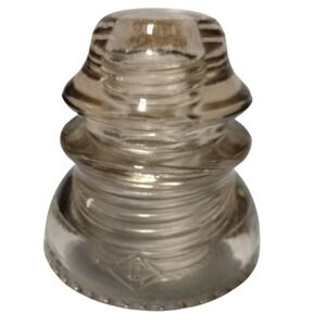 Antique Dominion‎ Glass Co Electrical Insulator Smoky Amber Embossed Logo